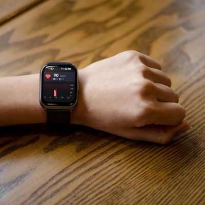 Close up of a fitness tracker on a wrist